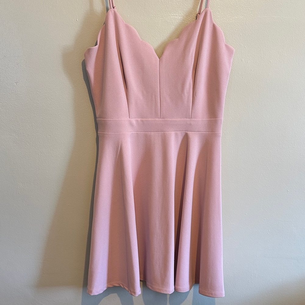 B Darlin Pink Scalloped Dress